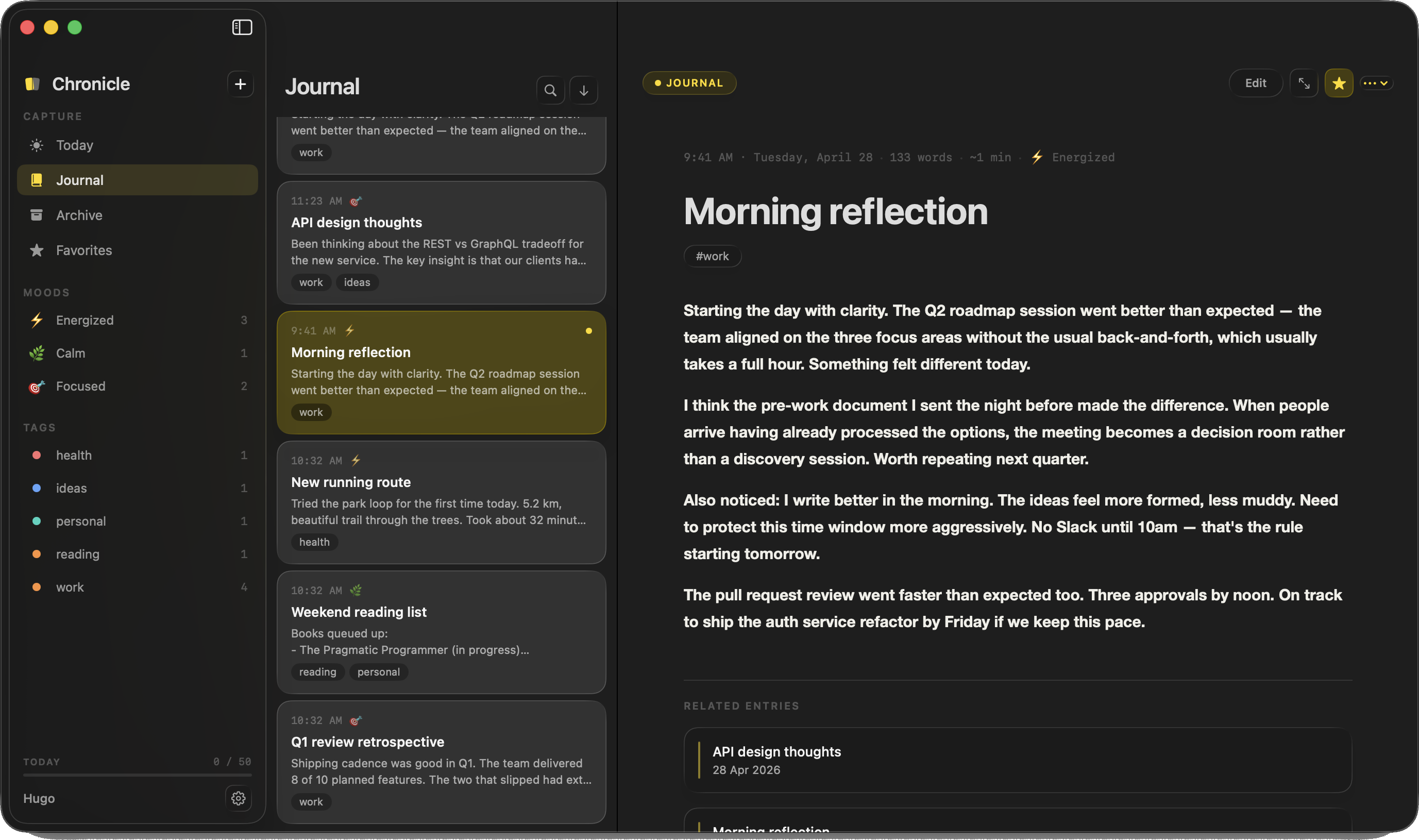 Chronicle — Journal view